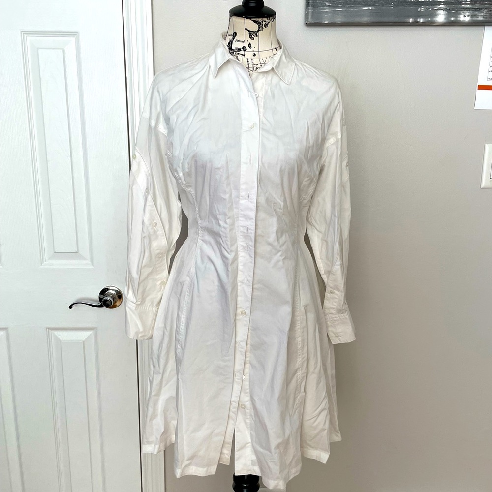 NWOT Joie Darcila Shirt Tee Dress Button sleeve Poplin Puff Bubble midi coastal